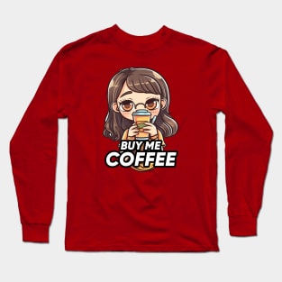 Cute coffee girl Long Sleeve T-Shirt